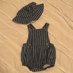 Baby boy sunsuit with hat